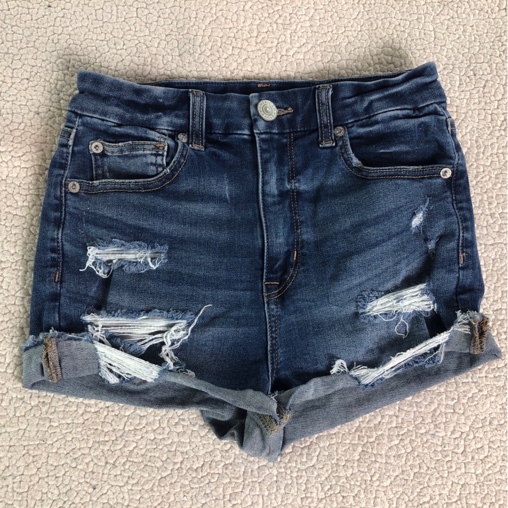 American Eagle Women’s Size 2 Curvy Hi-Rise Shortie – Next Level Stretch, Distre
